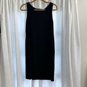 Elegant Black Sleeveless Dress- Eileen Fisher essential base piece with style